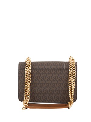 Borsa a spalla Michael Michael Kors in pelle marrone con stampa logo all over in DONNA