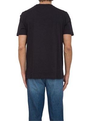 T-shirt Boss blu in jersey di cotone con logo stampato in UOMO