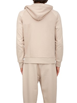 Felpa con cappuccio Boss beige con zip e toppa con logo in UOMO