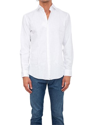 Camicia slim fit Hugo uomo in twill di cotone bianco facile da stirare in UOMO