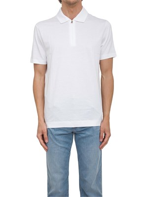 Polo Boss bianco relaxed fit con zip in UOMO