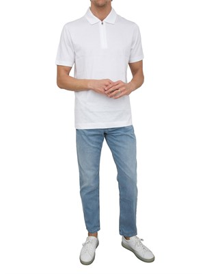Polo Boss bianco relaxed fit con zip in UOMO