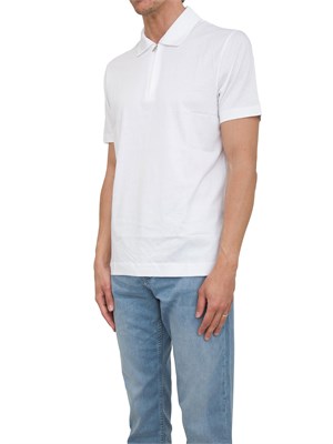 Polo Boss bianco relaxed fit con zip in UOMO