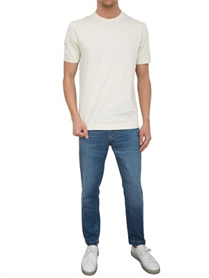 T-shirt Boss uomo in jersey di cotone beige con logo tono su tono in UOMO