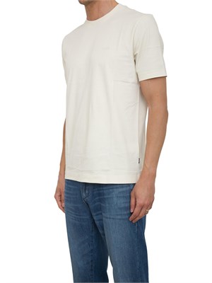 T-shirt Boss uomo in jersey di cotone beige con logo tono su tono in UOMO