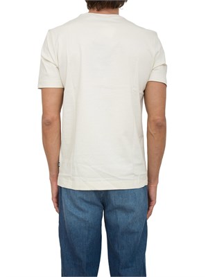 T-shirt Boss uomo in jersey di cotone beige con logo tono su tono in UOMO