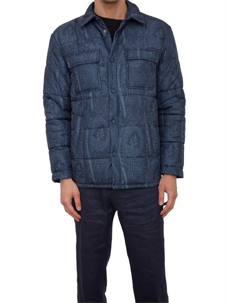 Giacca imbottita Etro uomo in fantasia Paisley blu all-over