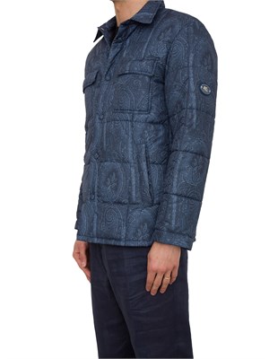 Giacca imbottita Etro uomo in fantasia Paisley blu all-over in UOMO