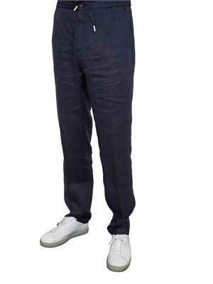 Pantaloni jogging blu Etro uomo in cotone con tasche laterali e posteriori in UOMO