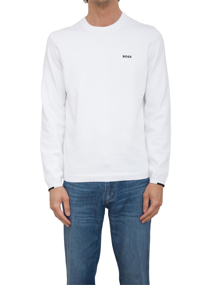 Maglione Boss bianco con logo