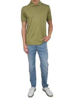 Polo Boss verde relaxed fit con zip in UOMO