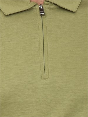 Polo Boss verde relaxed fit con zip in UOMO