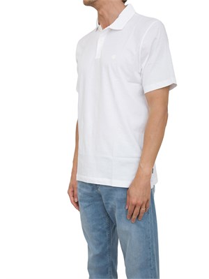 Polo Boss in cotone bianco con stampa logo a rilievo in UOMO