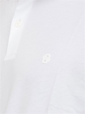Polo Boss in cotone bianco con stampa logo a rilievo in UOMO