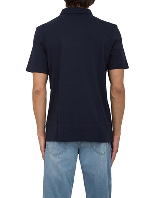 Polo Boss in cotone blu con stampa logo a rilievo in UOMO