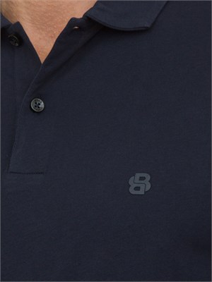 Polo Boss in cotone blu con stampa logo a rilievo in UOMO