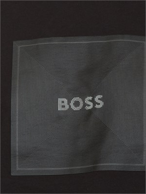T-shirt Boss nero con grafica con logo a righe sottili in UOMO