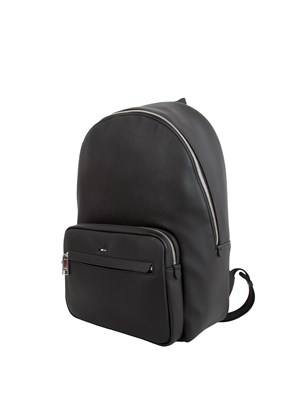 Zaino nero Boss uomo in ecopelle con zip e tasca con logo in UOMO