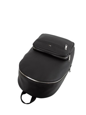 Zaino nero Boss uomo in ecopelle con zip e tasca con logo in UOMO