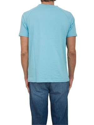 T-shirt Boss celeste con banda logo in UOMO