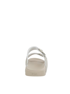 Sandali Hugo Boss beige all-gender con doppia fascia e tomaia lavorata in UOMO