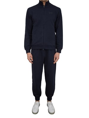 Tuta Ea7 full zip Visibility in cotone blu in UOMO