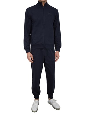 Tuta Ea7 full zip Visibility in cotone blu in UOMO