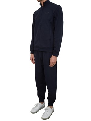 Tuta Ea7 full zip Visibility in cotone blu in UOMO