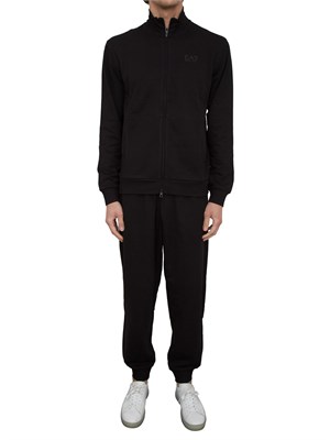 Tuta Ea7 full zip Visibility in cotone nero in UOMO