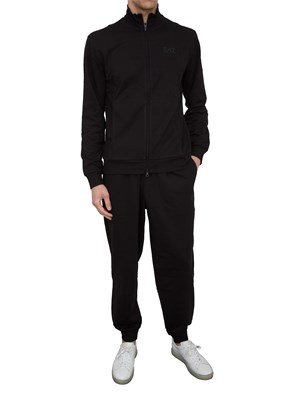 Tuta Ea7 full zip Visibility in cotone nero in UOMO