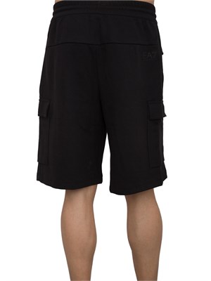 Bermuda cargo EA7 in misto cotone nero in UOMO