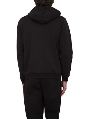 Felpa con cappuccio EA7 in interlock di misto cotone nero in UOMO