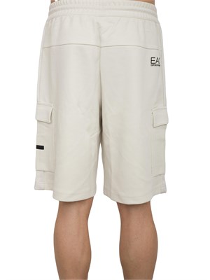 Bermuda cargo EA7 in misto cotone avorio in UOMO