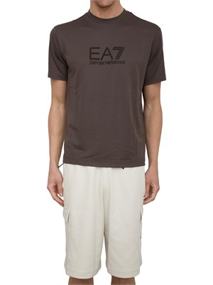 T-shirt EA7 Lux Identity in jersey di misto modal taupe in UOMO