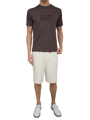 T-shirt EA7 Lux Identity in jersey di misto modal taupe in UOMO