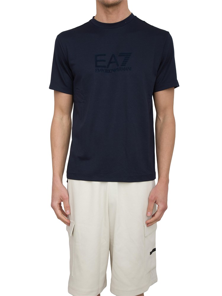 T-shirt EA7 Lux Identity in jersey di misto modal blu
