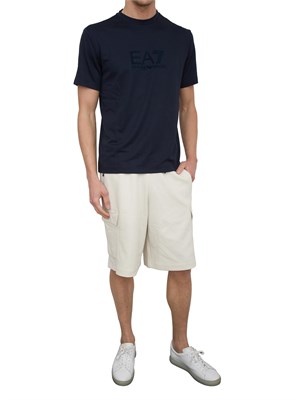 T-shirt EA7 Lux Identity in jersey di misto modal blu in UOMO