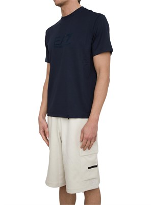 T-shirt EA7 Lux Identity in jersey di misto modal blu in UOMO