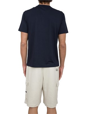 T-shirt EA7 Lux Identity in jersey di misto modal blu in UOMO