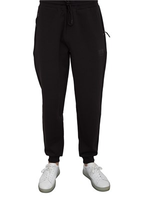 Pantalone EA7 in interlock di misto cotone nero in UOMO