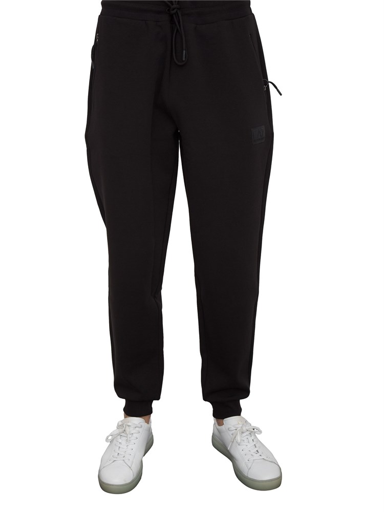 Pantalone EA7 in interlock di misto cotone nero