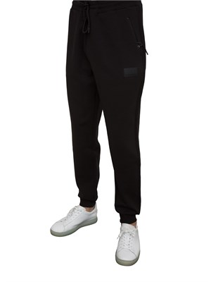 Pantalone EA7 in interlock di misto cotone nero in UOMO