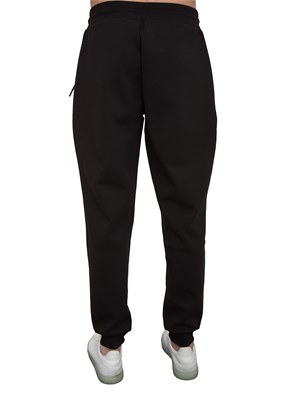 Pantalone EA7 in interlock di misto cotone nero in UOMO