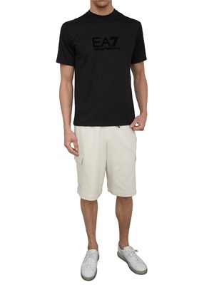T-shirt EA7 Lux Identity in jersey di misto modal nero in UOMO