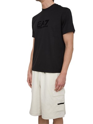 T-shirt EA7 Lux Identity in jersey di misto modal nero in UOMO