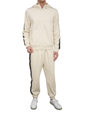 Felpa con cappuccio  EA7 Logo Series in jersey di cotone avorio in UOMO
