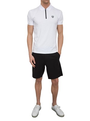 Polo  Ea7 Premium Shield in in jersey di viscosa e nylon bianco in UOMO