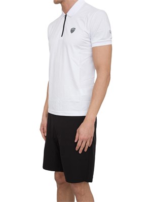 Polo  Ea7 Premium Shield in in jersey di viscosa e nylon bianco in UOMO