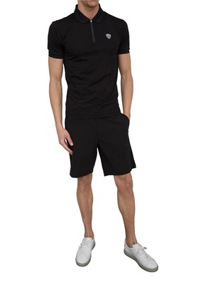 Polo  Ea7 Premium Shield in in jersey di viscosa e nylon nero in UOMO