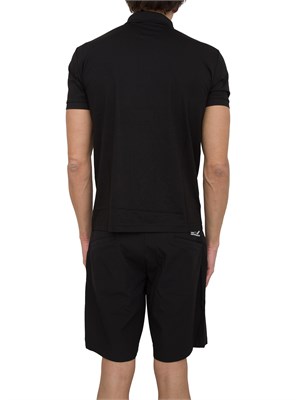 Polo  Ea7 Premium Shield in in jersey di viscosa e nylon nero in UOMO